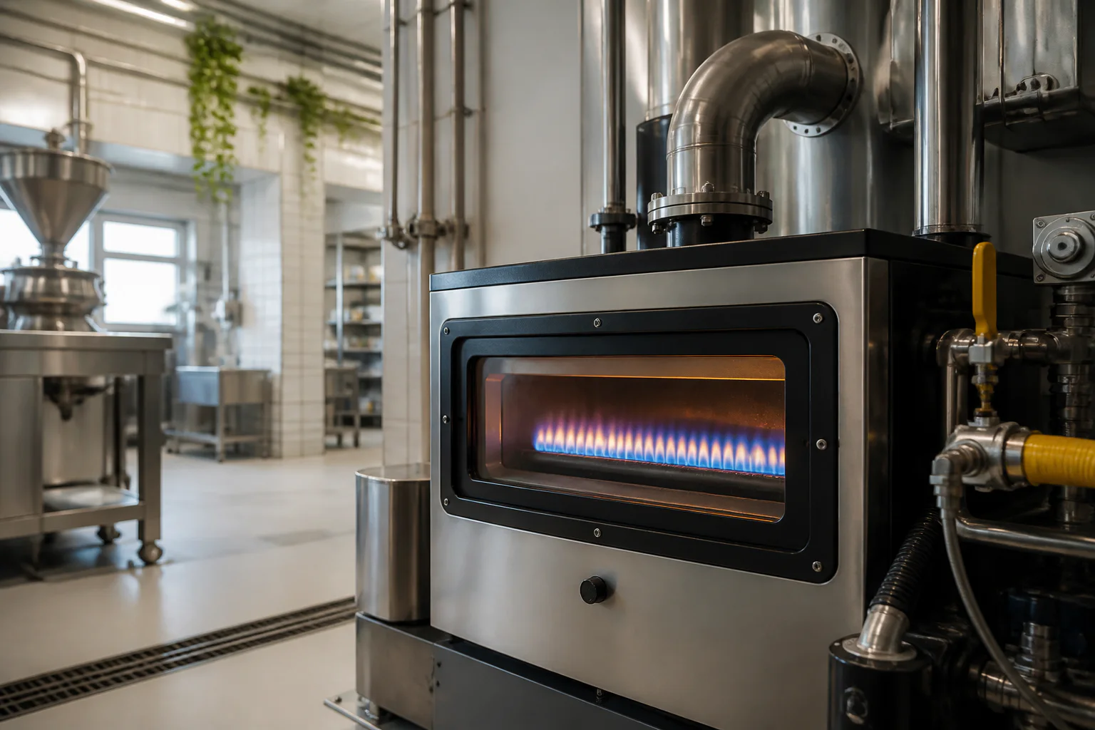 Moderne gasinstallatie in een zakelijke productieomgeving